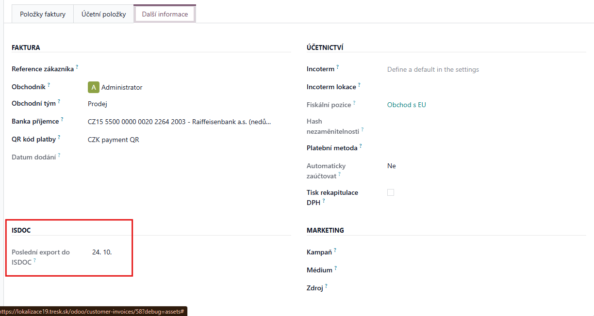 Modul ISDOC v Odoo pro export a import elektronických faktur