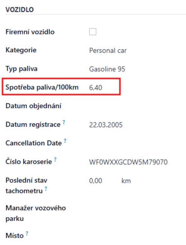 Cestovní náhrady v Odoo s výpočtem kilometrů, paliva a náhrad za vozidlo